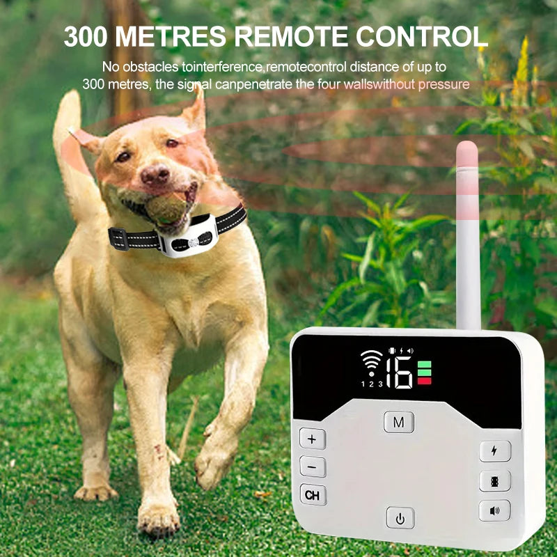 Wireless Dog Fence & Training Collar | IP65 Waterproof | 300m Range | Rechargeable | For 1 or 2 Dogs