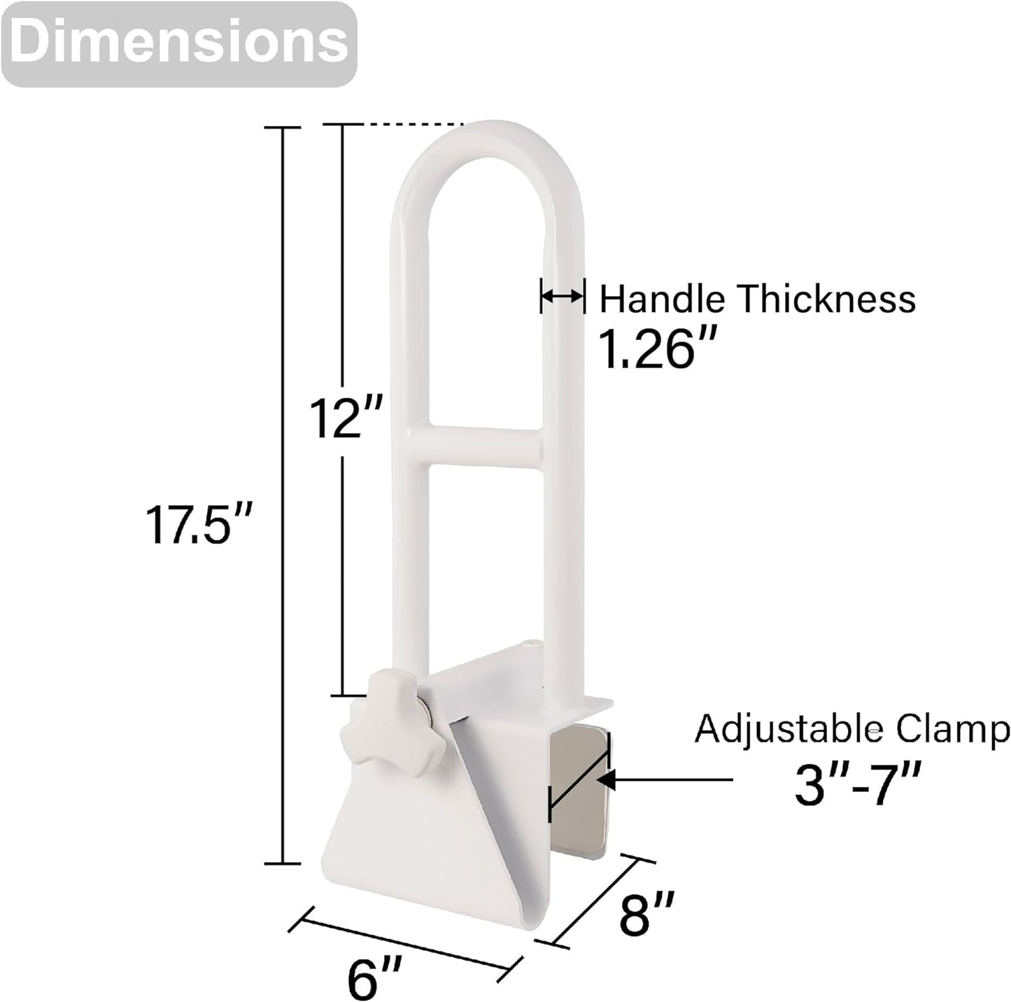 Bathtub Grab Bar | Non-Slip Ergonomic Handle | Tool-Free Installation | 2 Sizes