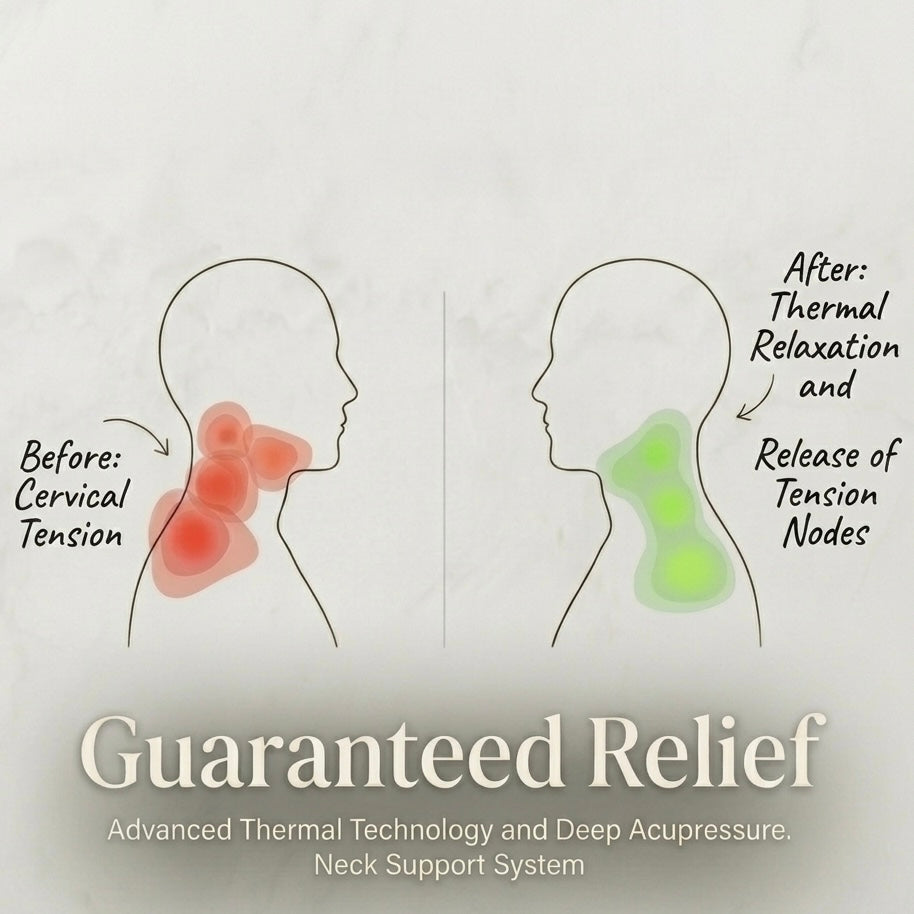 Cervical Massage Pillow | 42°C Heat Therapy | Deep Tissue Vibration | Air Decompression | Grey