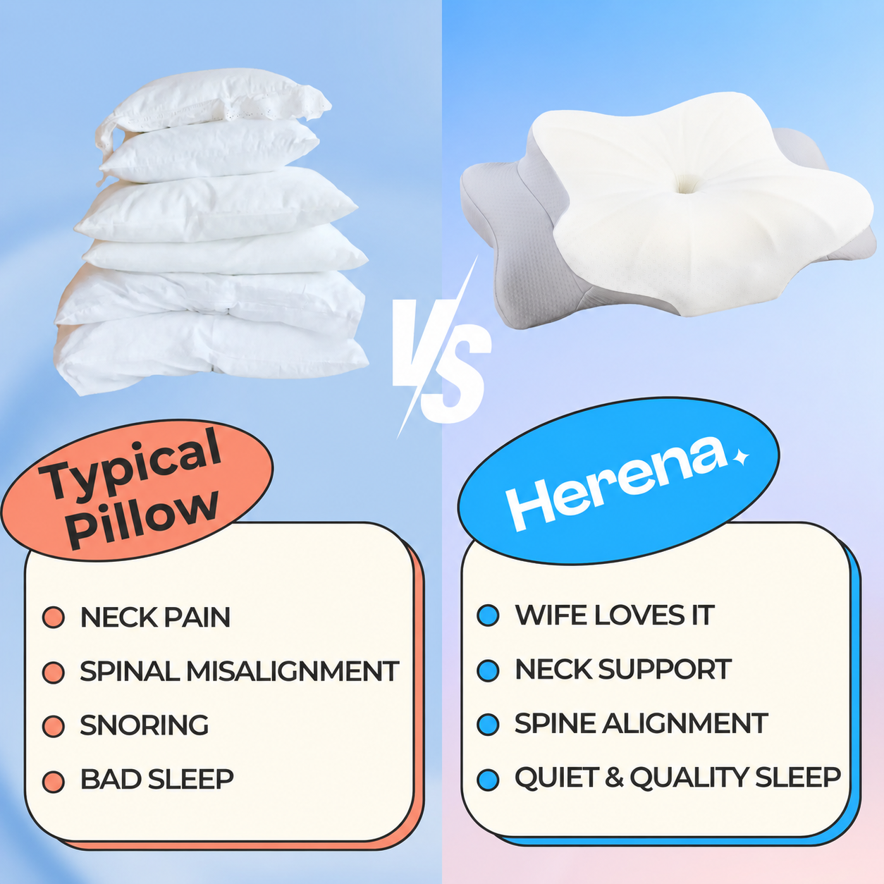 Contour Relief Pillow | Ergonomic Neck & Back Support | Soft Contoured Design