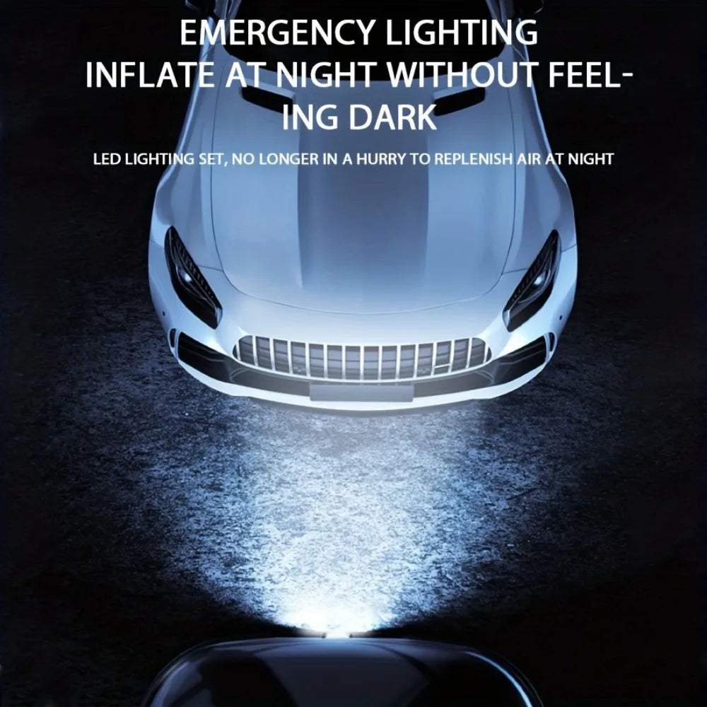 Digital Display Air Pump Portable Smart Rechargeable Air Compressor LED Light Automatic Wireless Tire Inflation for Car Motorcycle Boat Tyre Balls