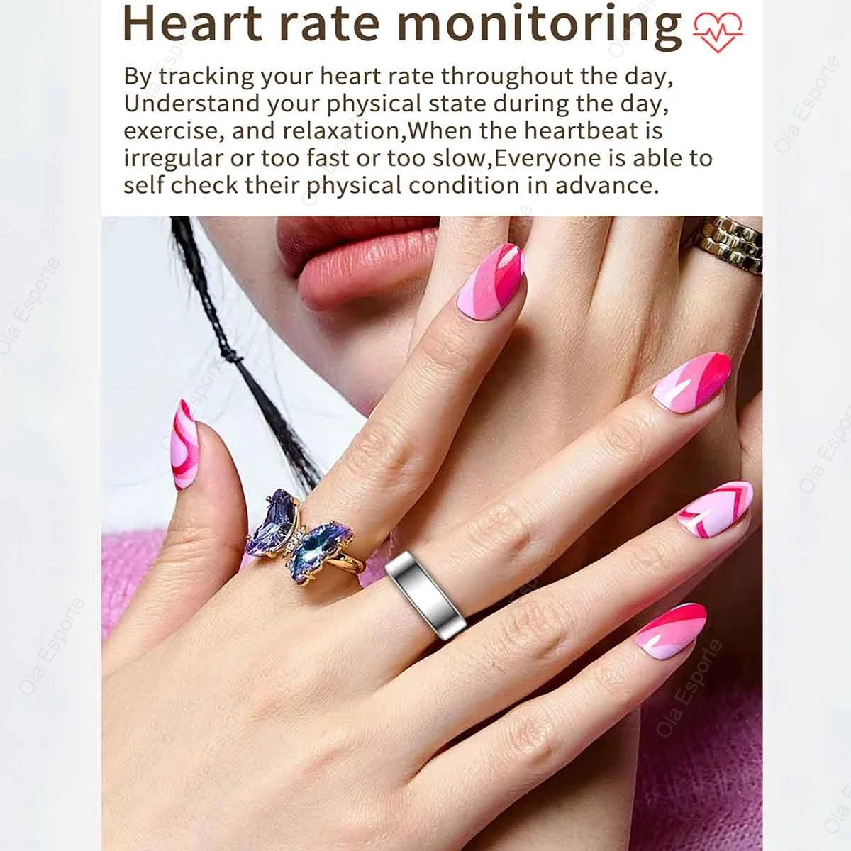 Smart Ring | Heart Rate & SpO2 Tracking | Sleep Monitor | Resin | Sizes 9-14 | 3 Colours
