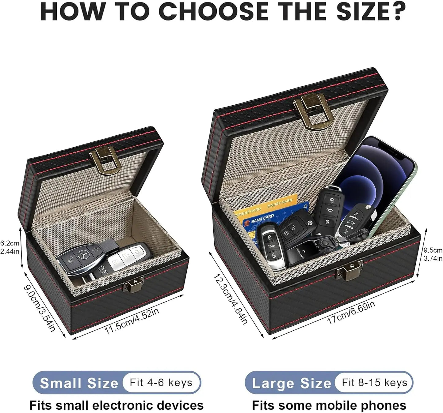 Faraday Box Key Fob Blocker | Rigid Signal-Blocking Case | RFID & RF Shielding | Small & Large