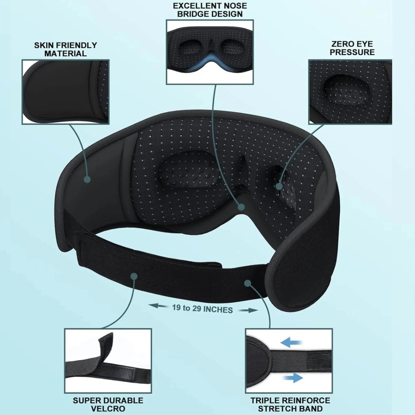 Bluetooth Sleep Mask | Built-In Headphones | 3D Contoured Comfort Fit