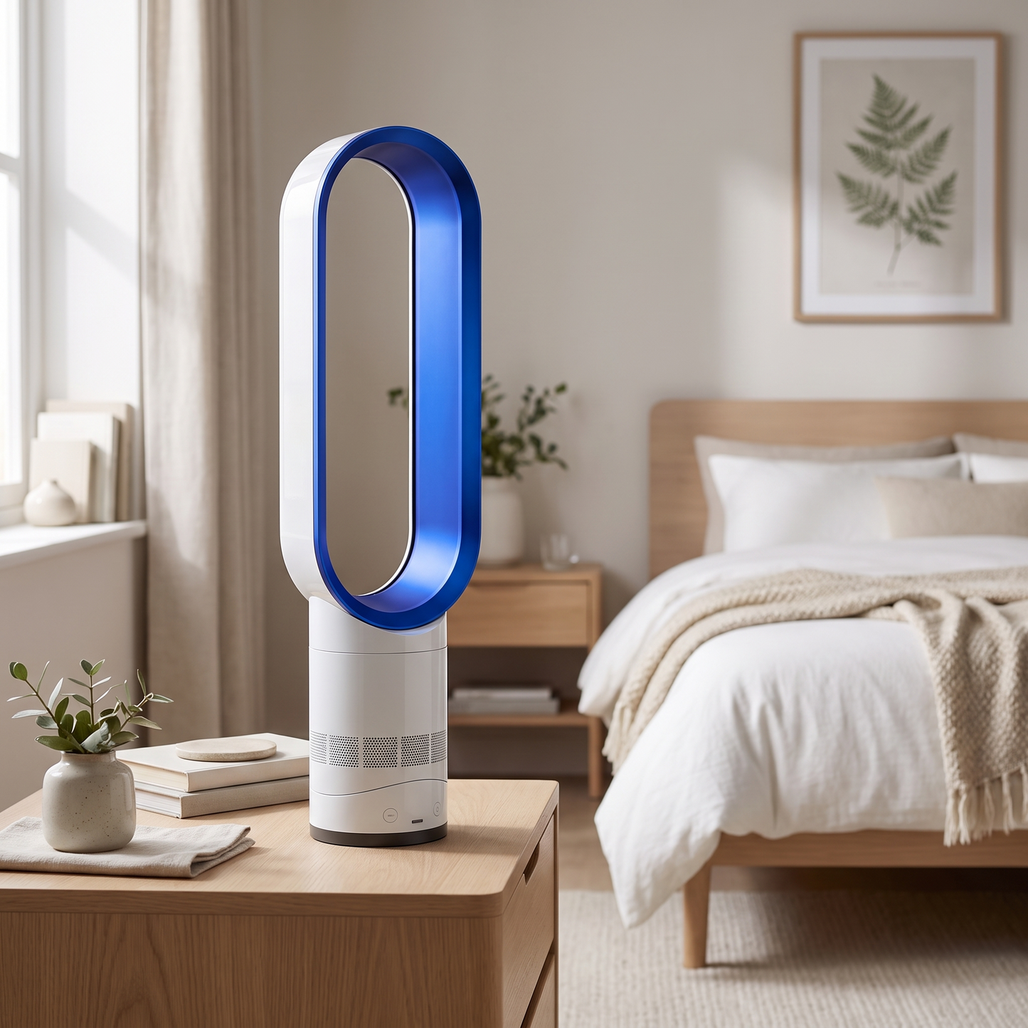 Bladeless Floor Fan | 16 Inch | Air Purifier | Remote Control | Quiet DC Motor | Pink, Grey, Blue & Gold