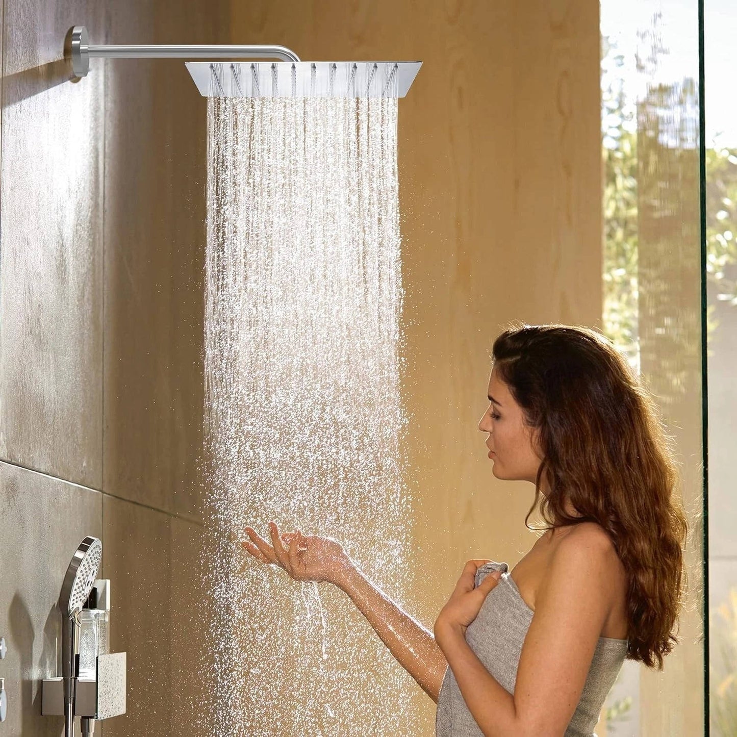 Ceiling Rainfall Shower Head | 16-Inch Filtered | Ultra Thin Design