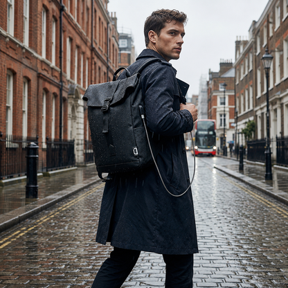 Waterproof Travel Backpack | USB Charging Port | Laptop Compartment | Black, Grey & Green