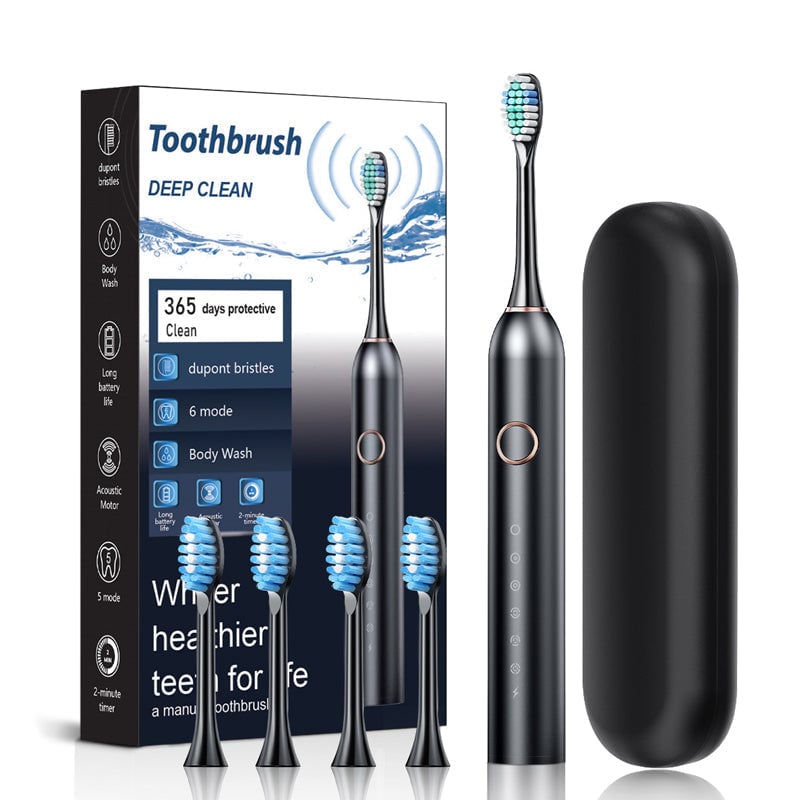 Sonic Electric Toothbrush | 4 Brush Heads & Storage Box | Rechargeable Adult Design