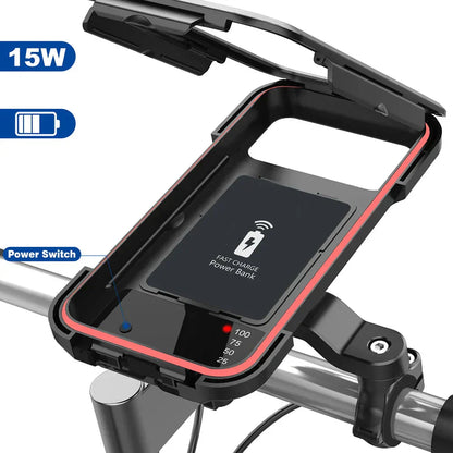 Bike Phone Mount | 5000mAh Power Bank Option | Handlebar 22-28.5mm | Waterproof Touchscreen Cover