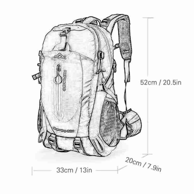 40L Waterproof Hiking Backpack | Adjustable Straps | Padded Back Panel | Blue, Black & Grey