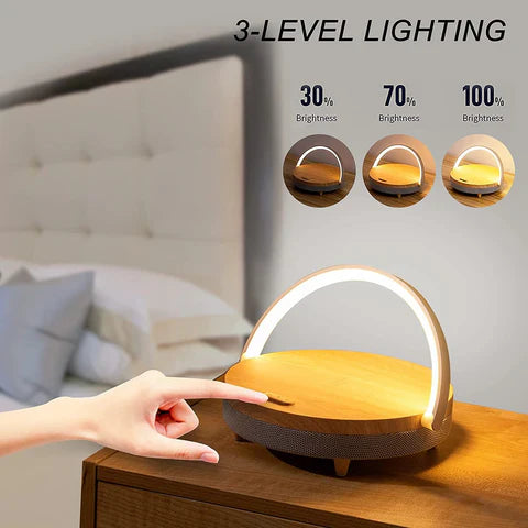 LED Desk Lamp with Bluetooth Speaker & Wireless Charger | Bluetooth 5.0 | 10W Qi Charging | White