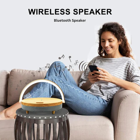 LED Desk Lamp with Bluetooth Speaker & Wireless Charger | Bluetooth 5.0 | 10W Qi Charging | White
