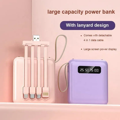 4-in-1 Power Bank | USB-C Fast Charging | 10000 & 20000mAh | Black, White & Purple