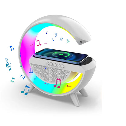 Smart Alarm Clock | Bluetooth Speaker | 15W Wireless Charger | RGB Mood Light | White & Black