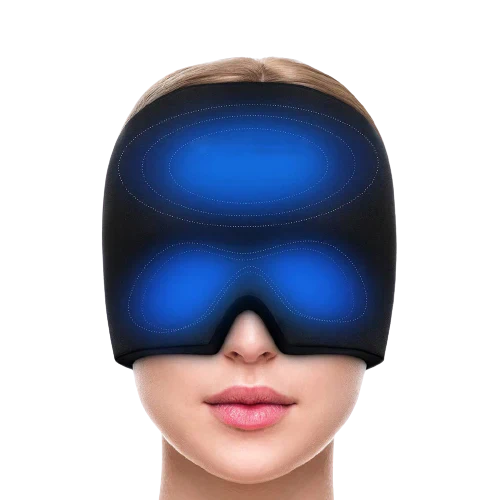 Hot & Cold Migraine Gel Head Wrap with Reusable Inserts | Adjustable Fit | No Power | Black & Pink