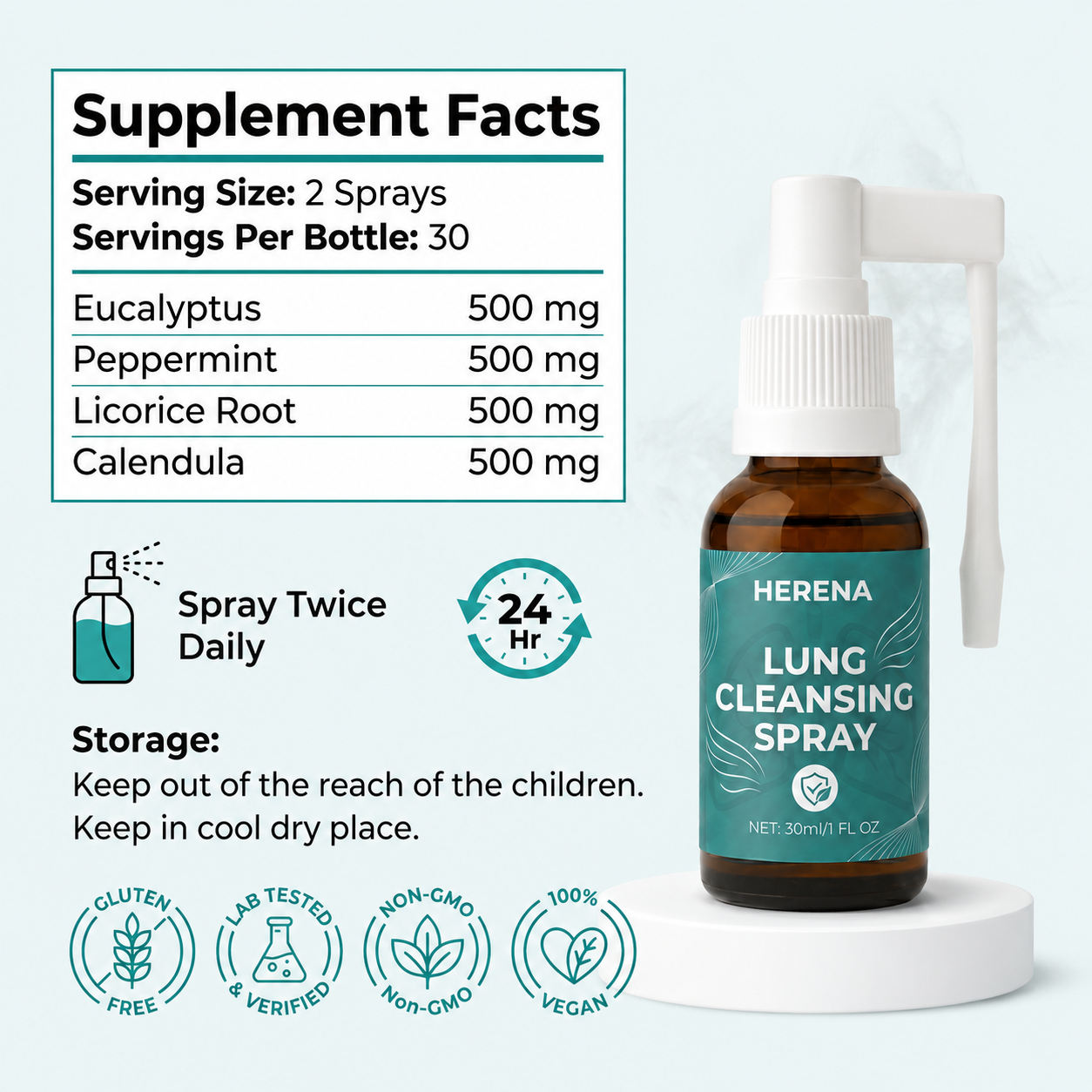 Herena ClearFlow™ Lung Cleansing Spray For Daily Respiratory Support
