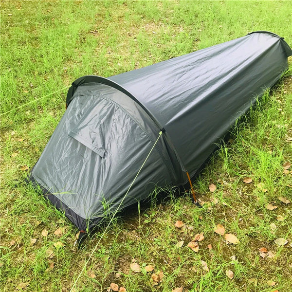 1-Person Camping Tent | Waterproof PU2000 & PU3000 | Aluminium Poles | 0.7kg | Green & Orange