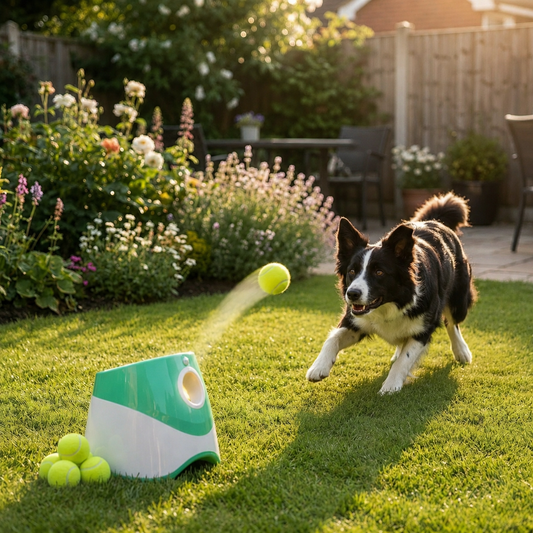 Automatic Dog Ball Launcher | 3 Distance Settings | Infrared Safety Sensor | 5H Battery | 6 Balls