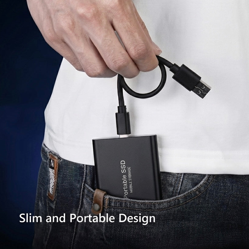 Portable SSD | 2TB | 1050 MB/s | USB-C & USB 3.1 | Plug & Play | Black, Blue & Red