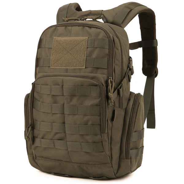 25L Tactical Backpack | 600D Water-Resistant | MOLLE & Hydration Compartment | Green, Black & Khaki