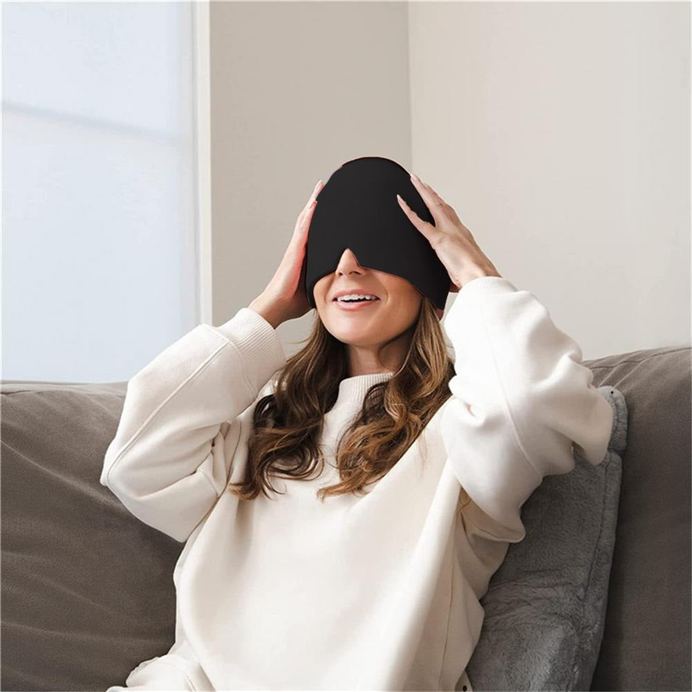 Hot & Cold Migraine Gel Head Wrap with Reusable Inserts | Adjustable Fit | No Power | Black & Pink