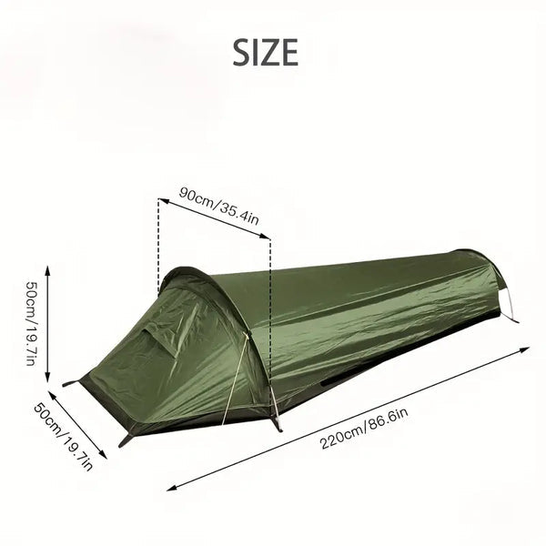 1-Person Camping Tent | Waterproof PU2000 & PU3000 | Aluminium Poles | 0.7kg | Green & Orange