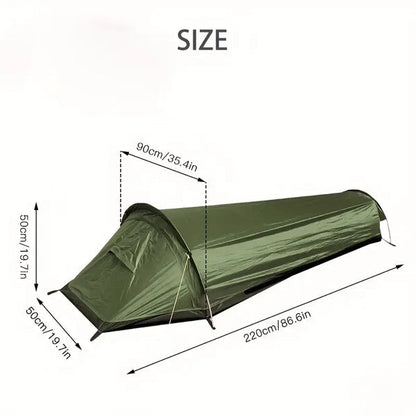 1-Person Camping Tent | Waterproof PU2000 & PU3000 | Aluminium Poles | 0.7kg | Green & Orange