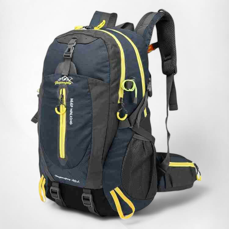 40L Waterproof Hiking Backpack | Adjustable Straps | Padded Back Panel | Blue, Black & Grey