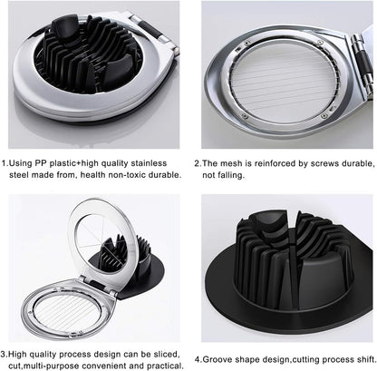 Egg Slicer | Stainless Steel | 3 Slicing Styles | Eggs, Strawberries & Mushrooms