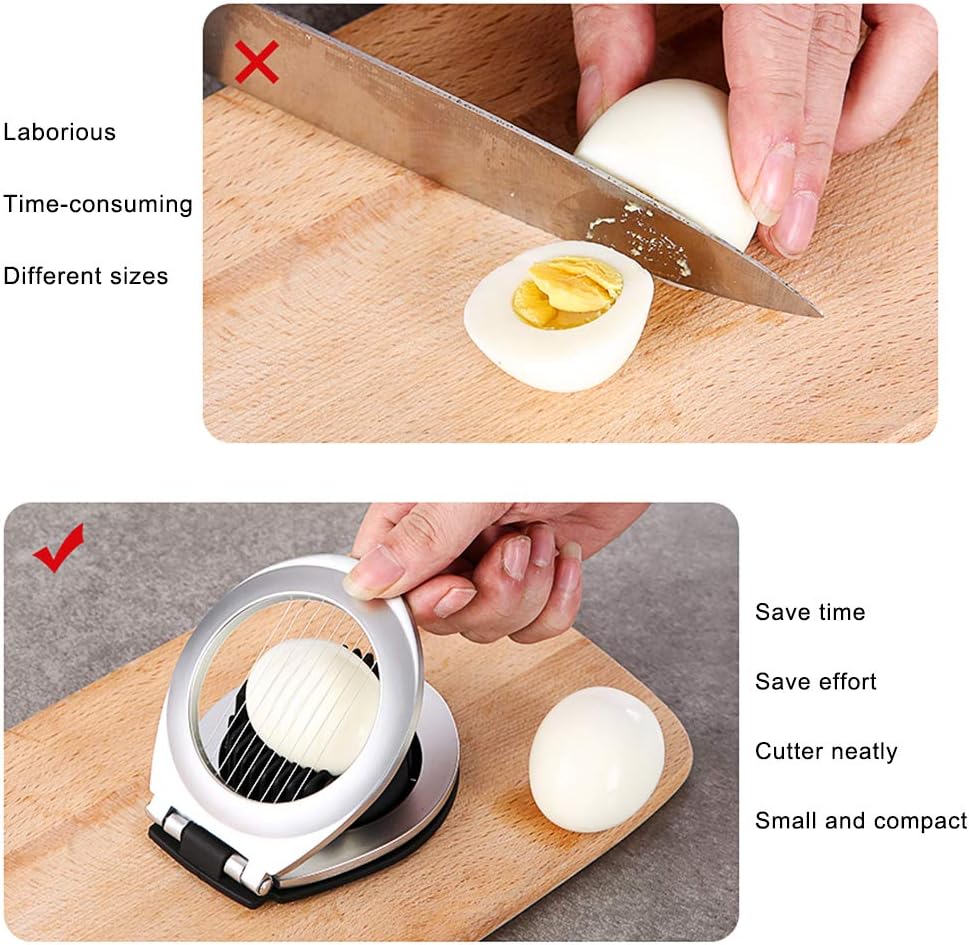 Egg Slicer | Stainless Steel | 3 Slicing Styles | Eggs, Strawberries & Mushrooms