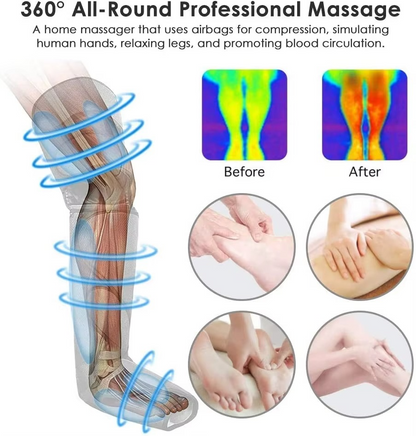 360° Leg Compression Massager | Knee Heat | 6 Modes | Full Leg Coverage | Cordless