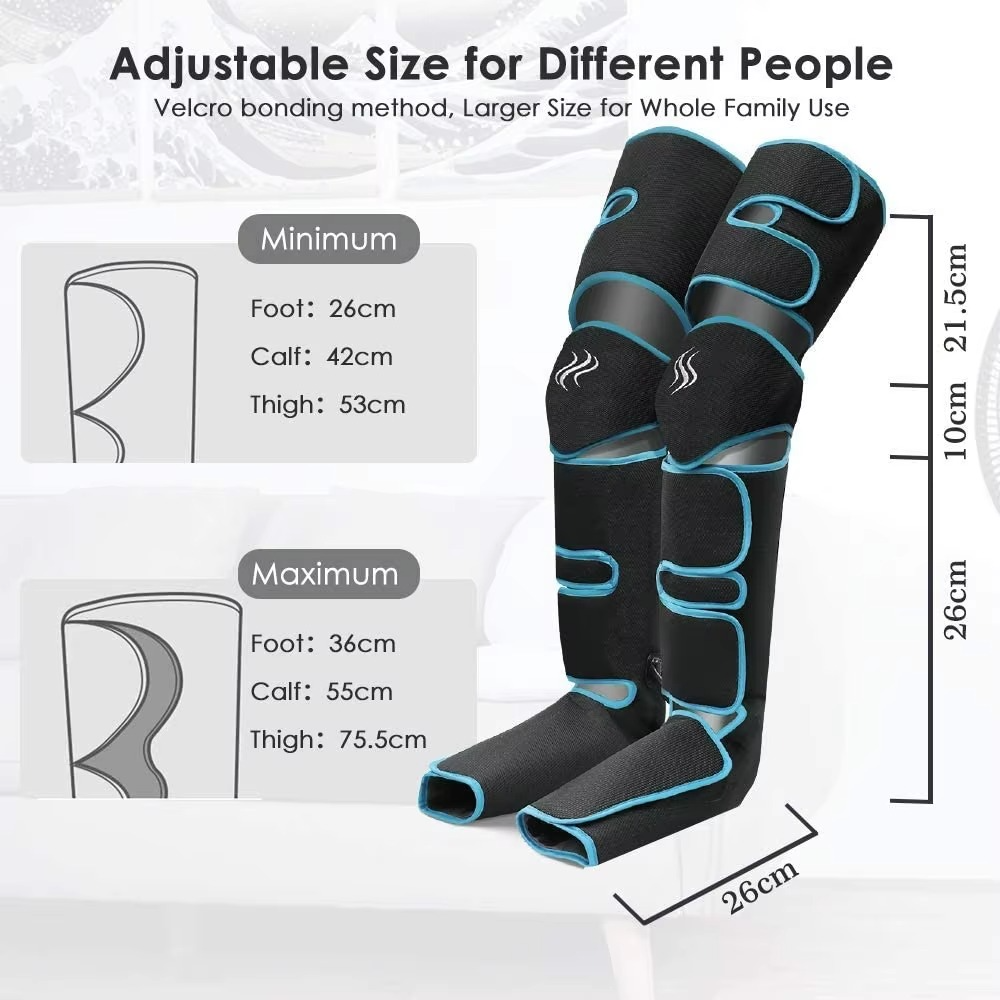 360° Leg Compression Massager | Knee Heat | 6 Modes | Full Leg Coverage | Cordless