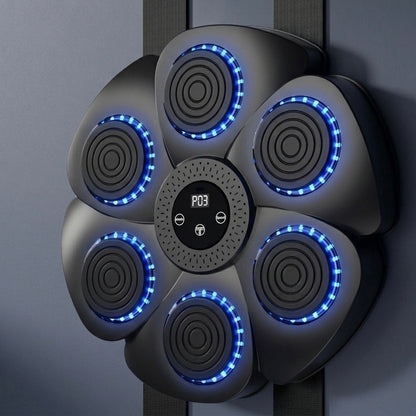 Wall-Mounted Boxing Trainer | RGB Lighting | Bluetooth | Punch Counter | USB | Black & White