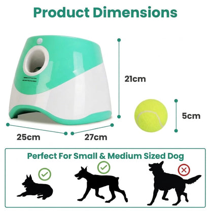 Automatic Dog Ball Launcher | 3 Distance Settings | Infrared Safety Sensor | 5H Battery | 6 Balls