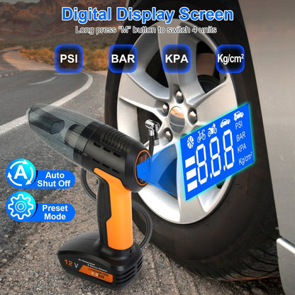 Cordless Car Vacuum & Tyre Inflator | 4-in-1 | 9000Pa | 120W | 6000mAh | LED
