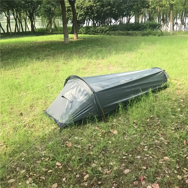 1-Person Camping Tent | Waterproof PU2000 & PU3000 | Aluminium Poles | 0.7kg | Green & Orange