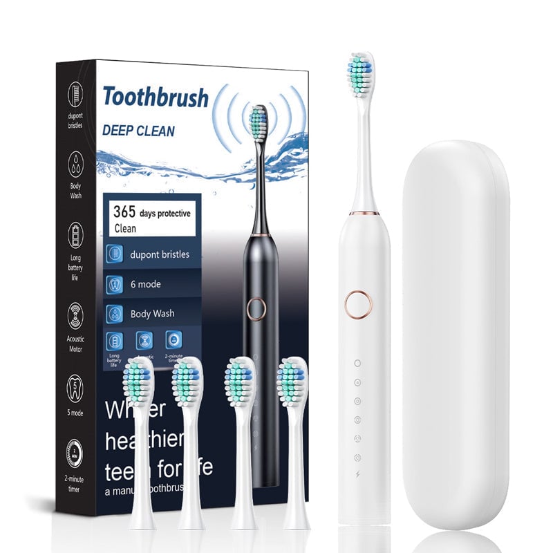 Sonic Electric Toothbrush | 4 Brush Heads & Storage Box | Rechargeable Adult Design