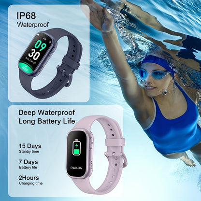 Smartwatch | IP68 Waterproof | 7-Day Battery | Android & iOS | White, Blue, Burgundy & Purple