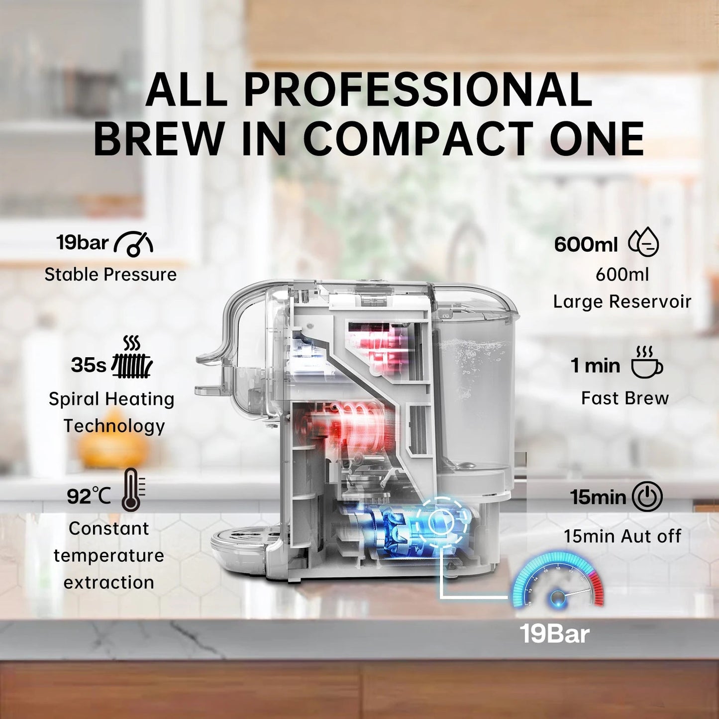 5-in-1 Coffee Machine | 20-Bar | Nespresso & K-Cup | Hot & Cold Brew | Black & White