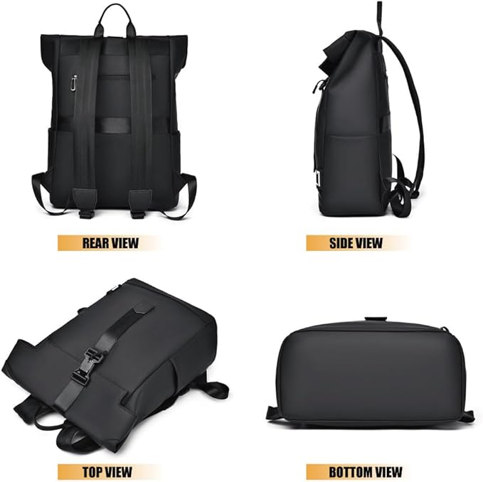 Waterproof Travel Backpack | USB Charging Port | Laptop Compartment | Black, Grey & Green