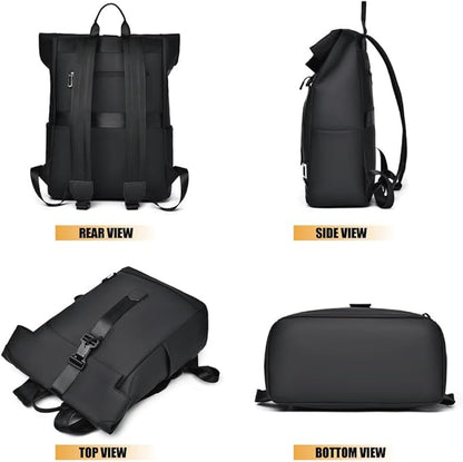 Waterproof Travel Backpack | USB Charging Port | Laptop Compartment | Black, Grey & Green