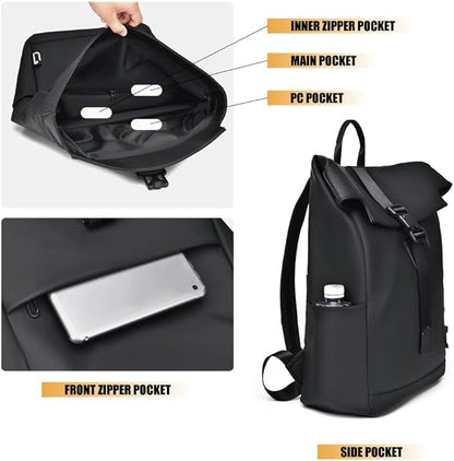 Waterproof Travel Backpack | USB Charging Port | Laptop Compartment | Black, Grey & Green