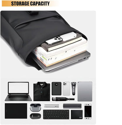 Waterproof Travel Backpack | USB Charging Port | Laptop Compartment | Black, Grey & Green