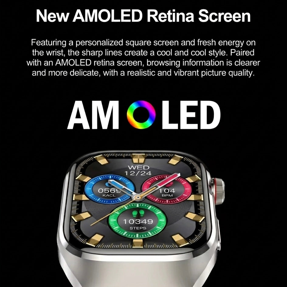 ECG Smart Watch | 2.04" AMOLED | IP68 | Bluetooth Calling | 650mAh | Heart Rate & Sleep