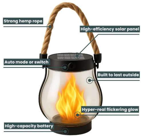 USB Rope Lantern | Auto Light-Sensing On/Off | Type-C Rechargeable | Garden & Camping