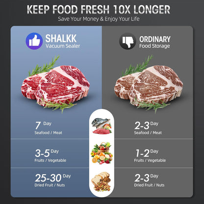 Vacuum Sealer | Built-In Bag Cutter | LED Indicator | Dry & Moist Food | 15 Bags Included