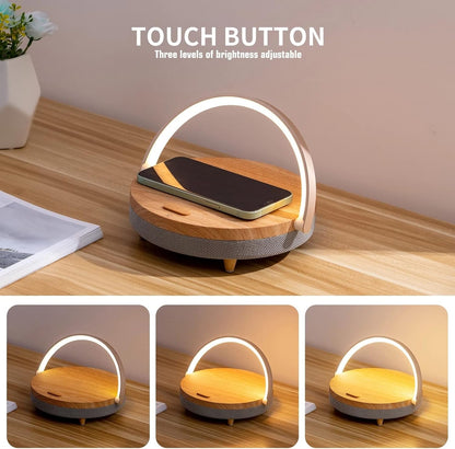 LED Desk Lamp with Bluetooth Speaker & Wireless Charger | Bluetooth 5.0 | 10W Qi Charging | White