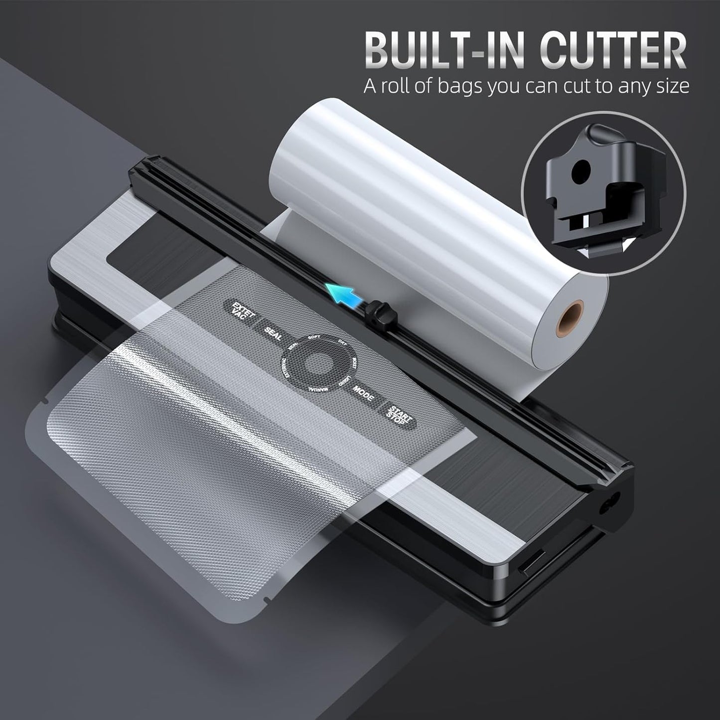 Vacuum Sealer | Built-In Bag Cutter | LED Indicator | Dry & Moist Food | 15 Bags Included