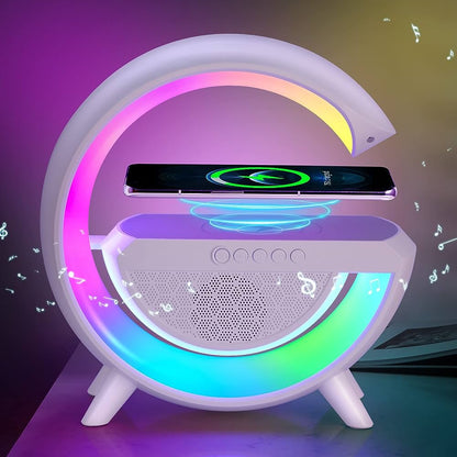 Smart Alarm Clock | Bluetooth Speaker | 15W Wireless Charger | RGB Mood Light | White & Black