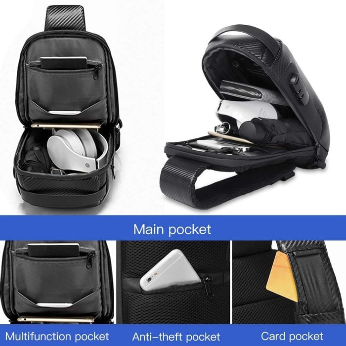 Waterproof Crossbody Bag | Anti-Theft Hidden Zip | USB 3.0 Charging Port | Oxford | Unisex